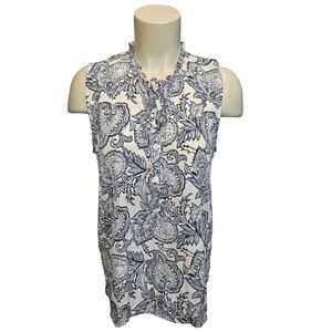 LOFT paisley blouse with riffled neck and tie. Small